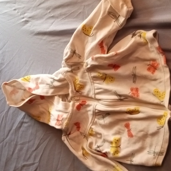 Carter's 3 Months Baby Girls Zip Up Hoodie with Butterfly design - Picture 3 of 8